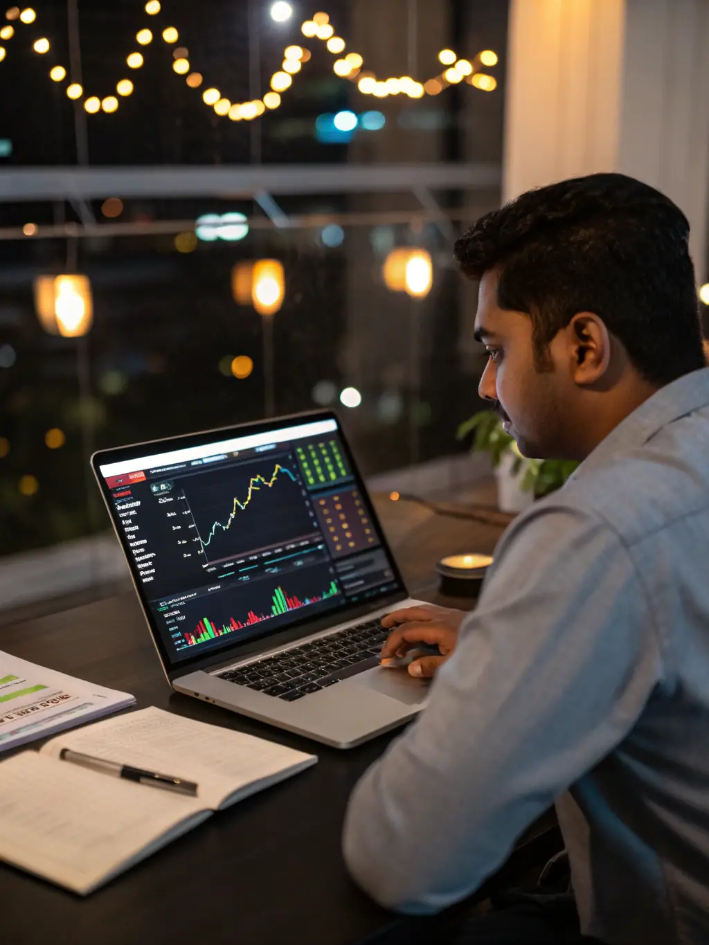 A professional in a suit is analyzing a complex risk assessment chart on a computer screen, highlighting the importance of data-driven decision-making in risk management.
